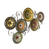 SEI Furniture Scattered Italian Plates Wall Art - Multicolored Floral Designs - Durable Metal, WS9435