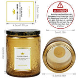8.8OZ Embossed Glass Candle Jars Container with Tin Lids and Candle Label Warning Label for Candle Making Candle DIY Craft-9pack (Yellow)