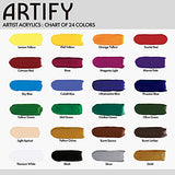 ARTIFY Premium Heavy Body Acrylic Paint Set, 24 Colors (1.29 oz, 38ml) with a Storage Box, Rich Pigments, Non-Fading, Non-Toxic Paints for Artist, Hobby Painters & Kids, Art Supplies for Canvas Painting