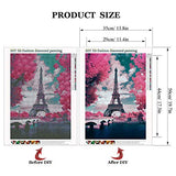 DIY 5D Diamond Painting Kit, Full Drill Diamond Rhinestone Embroidery Cross Stitch by Number Kits Gift for Home Wall Decor, Pink Paris, Size 13.8" by 19.7"