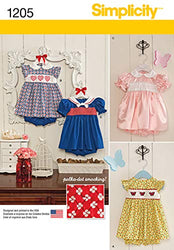 Simplicity 1205 Baby Dress and Bloomers Sewing Patterns, XXS-L