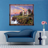 Diamond Painting Kinkade Lighthouse Landscape 12X16 inches 5D DIY Diamond Painting Full Round Drill Rhinestone Embroidery for Wall Decoration