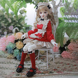 BJD Dolls 1/4 Full Set 16.53" 39cm Ball Jointed SD Dolls Toy Action Figure + Clothes + Wig + Makeup + Socks + Shoes + Accessories for Child Gift