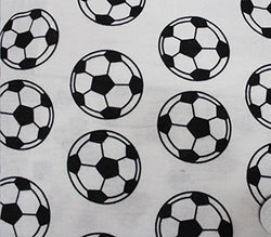 Polycotton Fabric Printed SOCCER BALL WHITE / 60" Wide / Sold by the Yard