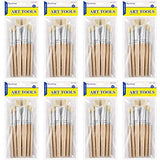 Wooden Stencil Brushes Natural Stencil Bristle Brushes Dome Art Painting Brushes Wood Paint Template Brush for Acrylic Oil Watercolor Art Painting DIY Crafts Card Making Supplies, 3 Sizes (48 Pieces)