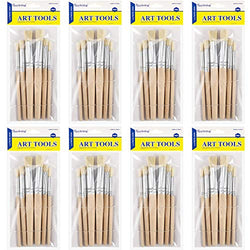 Wooden Stencil Brushes Natural Stencil Bristle Brushes Dome Art Painting Brushes Wood Paint Template Brush for Acrylic Oil Watercolor Art Painting DIY Crafts Card Making Supplies, 3 Sizes (48 Pieces)