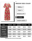LAISHEN Women Casual Boho Floral Long Dress with Pockets Short Sleeve Tiered Maxi Summer Beach Swing Dresses 2023(Floral05,S)