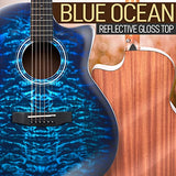 Steel String Acoustic Guitar Full Size Guitar Kit with Complete Accessories, Digital Tuner, Extra Set of String, Blue Ocean Ripple, Great for Beginners, Student Practice, Kids and Adults