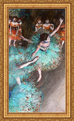 Edgar Degas The Green Dancer Framed Canvas Giclee Print - Finished Size (W) 28.1'' x (H) 46.1'' [Gold] (V13-20K-MD535-01)