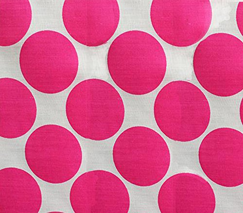 Polycotton Fabric Printed LARGE POLKA DOTS FUCHSIA WHITE / 60" Wide / Sold by the Yard