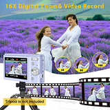 Digital Camera, Lecran Vlogging Camera with 16X Digital Zoom, 2.88" IPS Screen, Compact Portable Mini Cameras for Students, Teens, Kids (2.7K Purple)