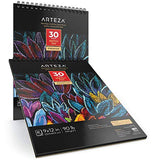 ARTEZA 9X12” Black Sketch Pad, Pack of 2, 60 Sheets (90lb/150gsm), 30 Sheets Each, Spiral-Bound,