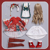 ZDLZDG Cute Girls BJD Doll 1/6 Ball Jointed Resin Doll Full Set, 100% Handmade, High 11.8 Inch/30cm, Christmas Series Gift for Girl