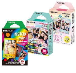 Fujifilm Instax Mini Film Rainbow - Staind Glass - Shiny Star Film -10 Sheets X 3 Assort
