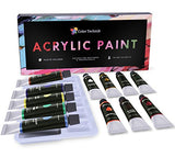 Acrylic Paint Set By Color Technik, Professional Artist Quality, Palette Included, 12 Aluminium Tubes, Best Colors For Painting Canvas, Wood, Clay, Fabric, Nail Art and Ceramic, Rich Pigments, Gift Me
