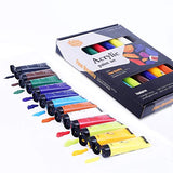 Acrylic Paint Set for Painting, 12 Vibrant Acrylic Colors 30ml for Canvas, Wood, Fabric, Leather, Cardboard, Paper and Crafts