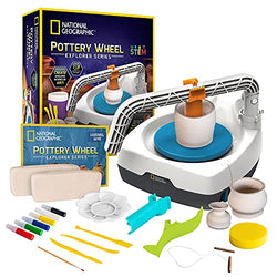 NATIONAL GEOGRAPHIC Kid’s Pottery Wheel – Complete Pottery Kit for Kids, Plug-In Motor, 2 lbs. Air Dry Clay, Sculpting Clay Tools, Apron & More, Patent Pending, Amazon Exclusive Craft Kit