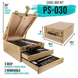 U.S. Art Supply 109 Piece Wood Box Easel Painting Set - Oil, Acrylic, Watercolor Paint Colors and Painting Brushes, Oil Artist Pastels, Pencils - Watercolor, Sketch Paper Pads - Canvas, Palette Knives