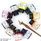 Liquidraw Calligraphy Ink Set of 10 for Dip Pens Holder Writing 35ml Calligraphy Pens Brush Ink Artists Quality for Drawing & Lettering
