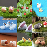 112 Pieces Miniature Fairy Garden Dollhouse Decorations, DIY Micro Landscape Ornaments Kit, Include Mini Animals, Mushrooms, Lights, and Fence