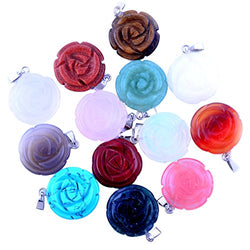 12pcs Rose Flower Shape Gemstone Handmade Carved Healing Chakra Beads Crystal Quartz DIY Stone