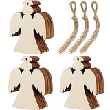 Tatuo 30 Pieces Wooden Angel Shape Cutouts Crafts Blank Wood Hanging Ornaments with 3 Rolls