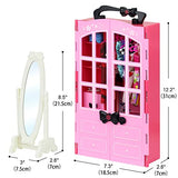 Ecore Fun 120 Pcs Fashion Doll Closet Wardrobe for Doll Clothes and Accessories Storage Include Clothes, Dresses, Shoes, Mirror, Bags, Necklace, Hangers for 11.5 Inch Girl Doll Clothes