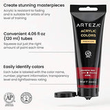 Arteza Acrylic Paint Set and Detail Paint Brushes Bundle, Painting Art Supplies for Artist, Hobby Painters & Beginners