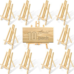 AROIC Wood Easels, Easel Stand for Painting Canvases, Art, and Crafts. (11.8 inch, 10 Pack), Tripod, Painting Party Easel, Kids Student Table School Desktop, Portable Canvas Photo Picture Sign Holder.