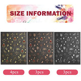 ZZXLLRO 10 Sheets Sun Moon Star Nails Stickers, 3D Red Heart Bronzing Nail Art Decals, Self-Adhesive Holographic Starlight Line Laser for Valentine's Day Women Nail Decoration
