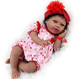 Aori Reborn Baby Dolls 22 Inch Realistic Black Reborn Dolls Lifelike Weighted African American Newborn Baby Girls with Pink Clothes and Strawberry Accessories Great Gift Set for Girls Age 3+