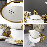 fanquare 15 Piece Vintage Porcelain Tea Set for 6, White Large Tea Cups Set, Tea Party Set for Adults