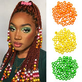 180 Pcs Medium Hole Beads 3 Colors Dreadlock Hair Braid Beads Jewelry Making Kit Green-Yellow-Orange DIY Hair Braiding Bracelet Ornaments Round 12mmx10mm-Hole: 5mm