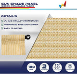 Windscreen4less 8’ x 16’ Universal Replacement Shade Cover Canopy for Pergola Patio Porch Privacy Shade Screen Panel with Grommets on 2 Sides Includes Weighted Rods Breathable UV Block Beige Tan