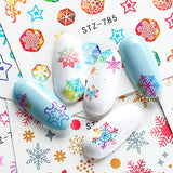 Christmas Nail Art Stickers Snowflakes Nail Art Decals Winter Water Transfer Nail Art Supplies Xmas Snowflakes Snowman Santa Design Nail Art Decorations for Adults Women Manicure Accessories 30 Sheets