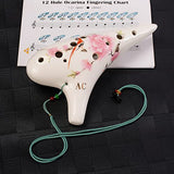 Deekec 12 Hole Ceramic Ocarina, Hand Painting 12 Hole Alto C with Song Book and Bag