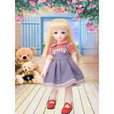 YILIAN BJD Dolls Clothes 1/6, Red Lattice Clothes + Strap Skirtoutfit for 1/6 BJD Dolls for Ball Jointed SD Dolls (No Doll)