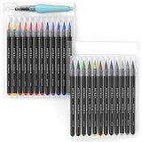 ARTEZA Real Brush Pens and Watercolor Pad Bundle, Set of 24 Markers and 2 Pack of Watercolor
