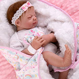 Aori Lifelike Reborn Baby Dolls 22 Inch Baby Soft Body Realistic Newborn Baby Dolls Real Life Baby Doll Sleeping Girl with Unicorn Blanket and Gift Box for Kids Age 3 +