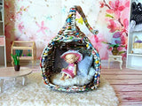 Miniature Dollhouse Hanging Chair hideout. 1:12 scale Nest Furniture Handmade