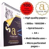 Sketchbook – Drawing Pad – 100 Sheets - 9 x 12 – A4 - Spiral Bound – 98lb – 160GSM - Mixed Media Sketchbook – Sketching – Watercolor – Acrylics – Art Book – for All Your Artistic Needs