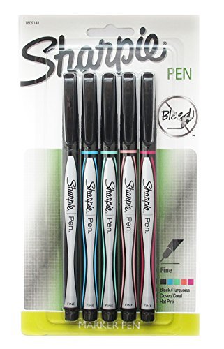 Sharpie Fine Marker Pens Assorted Colors Pack of 5