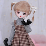 Mini BJD Resin Doll 28.5cm 1/6 Cute SD Doll Full Set Ball Jointed Doll with Clothes Shoes Wig Makeup, You Can Change Doll Eyes and Clothes
