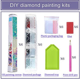 6 Pack Diamond Painting Kits for Adults, DIY 5D Diamond Art, Full Drill Round Crystal Diamond Home Wall Decor Gift, Diamond Dotz Diamond Painting Kits for Kids Hummingbird Cow Sunflower Animal 12x16in