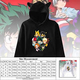 MORGENLICHT Women's My Hero Academia Crop Top Cat Ear Hoodie With Keychain Set Anime Keyring Sweatshirt( m Izuku-Black)