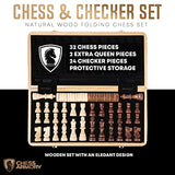 Chess Armory Chess and Checkers Chess Set, Wooden Chess and Checkers Board Game with 15inch Wood Box