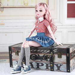 Ball Jointed Girl BJD Doll Full Set Toy with Makeup +Costume+ Accessories DIY Toys 100% Handmade for Girl Birthday Gift