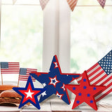 Whaline 3Pcs Wooden Star Cutouts Unfinished Patriotic Table Wooden Signs Star Shaped Slice Ornament for 4th of July Memorial Day Home Kitchen Office Mantle Decor DIY Art Craft, 3 Sizes