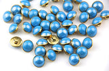 RayLineDo 25Pcs Pearl Blue Half Resin Dome Cap Copper Base Crafting Sewing DIY Buttons-13mm