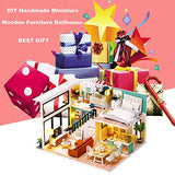 Dollhouse Miniature with Furniture,DIY 3D Wooden Doll House Kit Apartment Style Plus with Dust Cover and Music Movement,1:24 Scale Creative Room Idea Best Gift for Children Friend Lover L-031